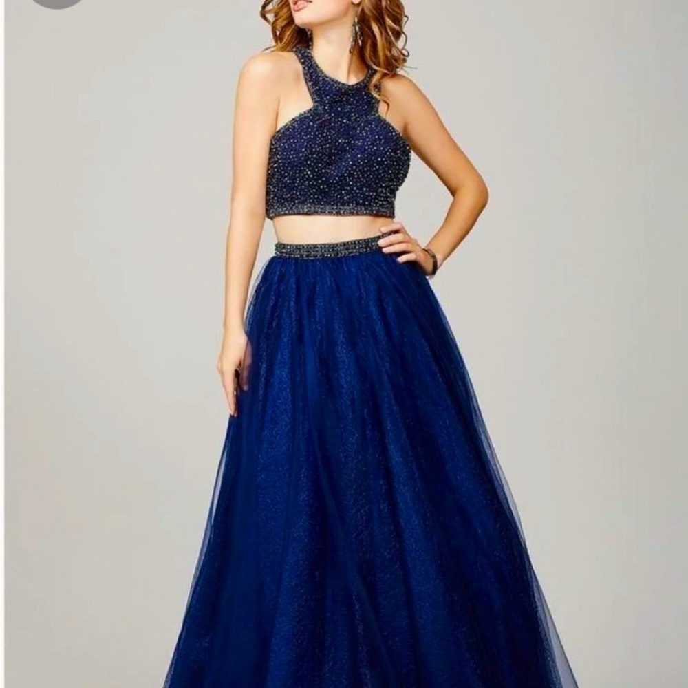Jovani two piece dress dark navy blue